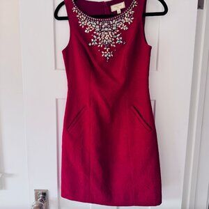Anthropologie Cocktail Dress, Red, Gem Detailing, Women's Size 0